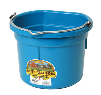 FLAT BACK PLASTIC BUCKET - TEAL - 8 QUART - EACH