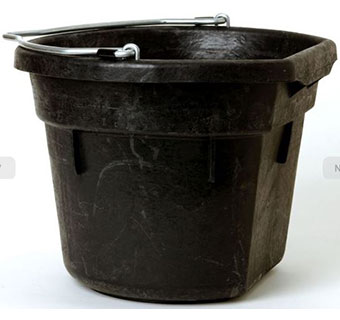 RUBBER FLAT BACK BUCKET - BLACK - 18 QUART - EACH