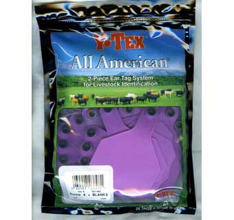 ALL-AMERICAN® 2-PIECE 4-STAR COW & CALF EAR TAGS PURPLE LARGE BLANK 25 COUNT