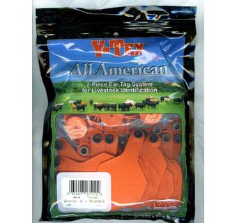 ALL-AMERICAN® 2-PIECE 3-STAR COW & CALF EAR TAGS ORANGE MEDIUM BLANK 25 COUNT