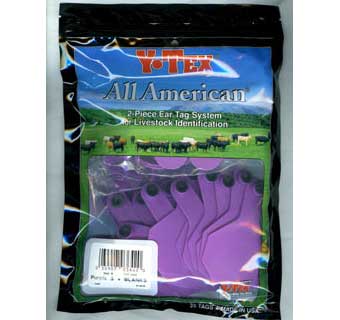 ALL-AMERICAN® 2-PIECE 3-STAR COW & CALF EAR TAGS PURPLE MEDIUM BLANK 25 COUNT