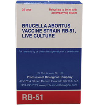 BRUCELLA ABORTUS VACCINE (RB-51) 50 ML (25 DOSES)
