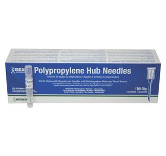 POLYPROPYLENE HUB NEEDLES – HARD 100/PKG 16 GA X 1 IN