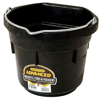 FLAT BACK RUBBER BUCKET - BLACK - 8 QUART - EACH
