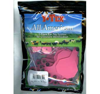 ALL-AMERICAN® 2-PIECE 3-STAR COW CALF EAR TAGS HOT PINK MEDIUM BLANK 25 COUNT