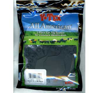ALL-AMERICAN® 2-PIECE 3-STAR COW & CALF EAR TAGS BLACK MEDIUM BLANK 25 COUNT