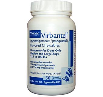 VIRBANTEL® FLAVORED CHEWABLES 114 MG 50/BOTTLE