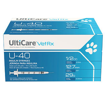ULTICARE® VETRX INSULIN SYRINGES U-40 29 GA X 1/2 IN (0.5 CC) 100/PKG