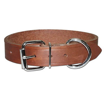 100 REGULAR DOG/CAT COLLAR BULLY LEATHER BROWN 1 IN 25 IN L