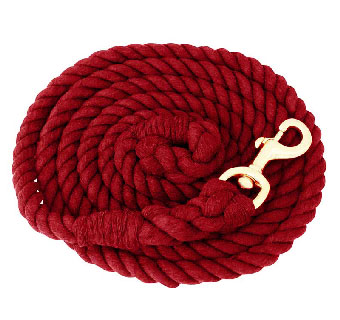 EQUI-SKY COTTON LEAD WITH BRS PLT BOLT SNAP 3/4 IN X 10 FT RED