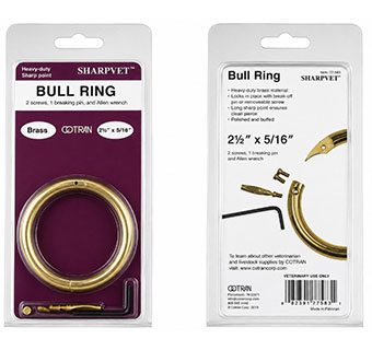 SHARPVET® BULL RING BRASS 5/16 IN X 2.5 IN 1/PKG