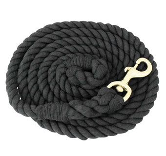 EQUI-SKY COTTON LEAD WITH BRS PLT BOLT SNAP 3/4 IN X 10 FT BLACK