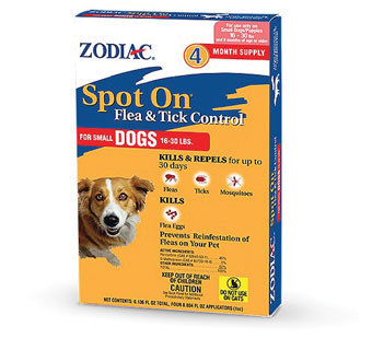 ZODIAC® SPOT ON® FLEA & TICK CONTROLLER >6 MONTHS 16 - 30 LB DOG/PUPPIES 4/PKG