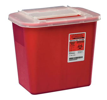 COVIDIEN SHARPS CONTAINER SHARPS-A-GATOR™ 2 GALLON CLEAR LID RED 20/PKG