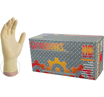 GLOVEWORKS LATEX POWDER FREE 8 ML THICK INDUSTRIAL GLOVES SMALL 100/PKG