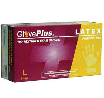 GLOVEPLUS LATEX POWDER FREE EXAM GLOVES LARGE 100 COUNT