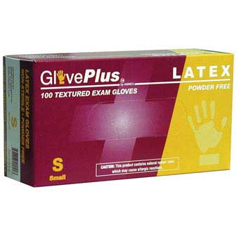GLOVEPLUS LATEX POWDER FREE EXAM GLOVES SMALL 100 COUNT