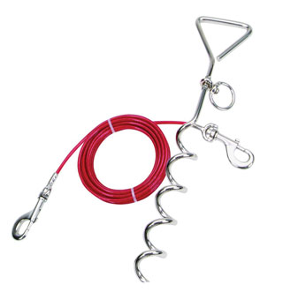TITAN® DOG STAKE AND CABLE TIE-OUT COMBO WITH 17 IN SPIRAL STAKE