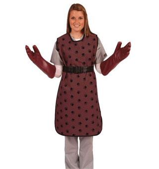 QUICK RELEASE BUCKLE X-RAY APRON 34 IN L BURGUNDY WITH BLACK PAWS