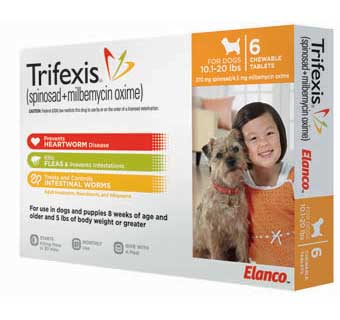 TRIFEXIS CHEWABLE TABLETS ORANGE 10.1-20 LB 6 DOSE RX (SOLD IN HI ONLY)