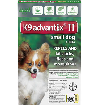 K9 ADVANTIX® II 0-10 LB – GREEN 6 PACK (AGENCY)