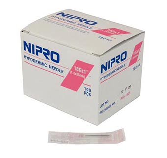 NIPRO FLOMAX NEEDLE WITH PLASTIC HUB 18 GA X 1 IN 100/PKG