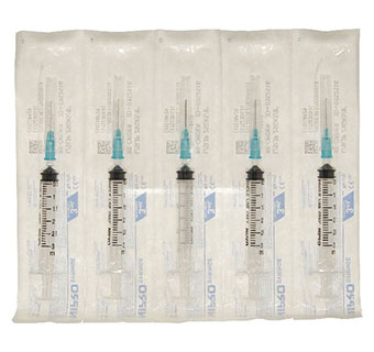 NIPRO DISPOSABLE 3 CC SYRINGES WITH NEEDLE 25 GAUGE X 5/8 IN 100/PKG