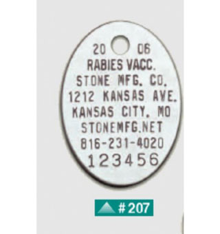 RABIES TAG STAINLESS STEEL OVAL 100/BX