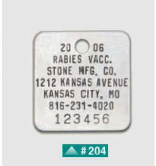 RABIES TAG STAINLESS STEEL SQUARE 100/BX