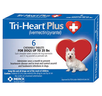 TRI-HEART® PLUS CHEWABLE TABLETS 0-25 LB BLUE 68MG 6 DOSES X 10 BOXES (RX)