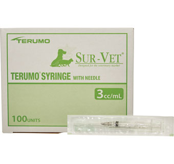 TERUMO® SUR-VET® HYPODERMIC SYRINGES WITH NEEDLE 22 GAUGE X 3/4 IN LL 100/PKG