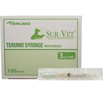 TERUMO® SUR-VET® HYPODERMIC SYRINGES WITH NEEDLE 25 GAUGE X 5/8 IN LL 100/PKG