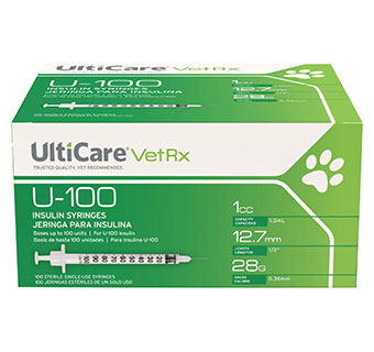 ULTICARE® VETRX INSULIN SYRINGES U-100 28 GA X 1/2 IN (1 CC) 100/PKG