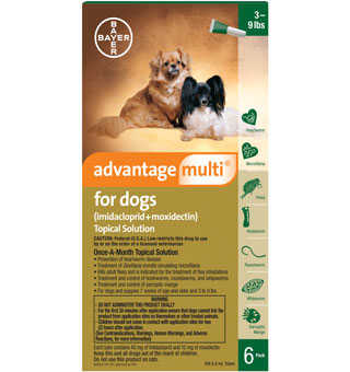 ADVANTAGE MULTI® FOR DOGS 3-9 LB # GREEN 6 PACK (AGENCY)