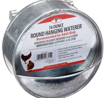 GALVANIZED ROUND HANGING POULTRY WATERER - EACH