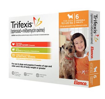 TRIFEXIS CHEWABLE TABLETS ORANGE 10.1-20 LB 10 X 6 DOSE RX