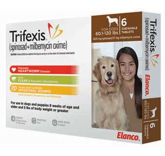 TRIFEXIS CHEWABLE TABLETS BROWN 60.1-120 LB 10 X 6 DOSE RX