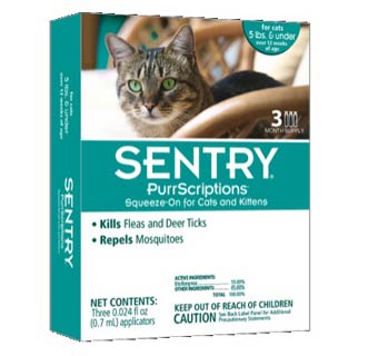 SENTRY PURRSCRIPTIONS SQUEEZE ON FOR CATS & KITTENS < 5 LB 3 COUNT