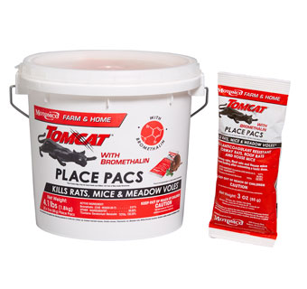 TOMCAT WITH BROMETHALIN PLACE PACS FOR RATS AND MICE 3 OZ EACH 22 COUNT PAIL