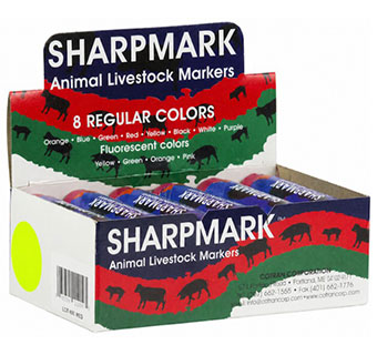 SHARPMARK™ LIVESTOCK MARKER STICK FLUORESCENT YELLOW 12/PKG