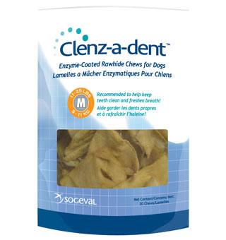 CLENZ-A-DENT™ RAWHIDE CHEWS (CUSTOM LABEL) MEDIUM 12 X 30/PKG