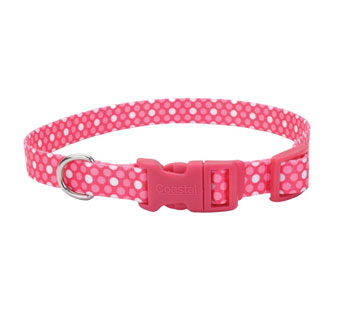 STYLES 06321 ADJ DOG COLLAR NYLON 8 - 12 IN X 3/8 IN PINK DOTS
