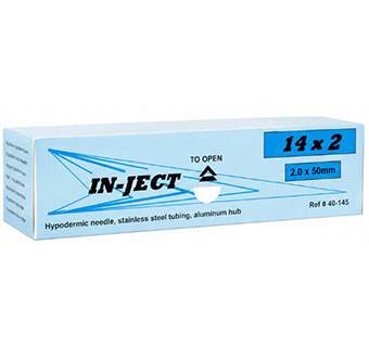 IN-JECT® ALUMINUM HUB HYPODERMIC NEEDLES STERILE 14 G × 2 IN 100/PKG