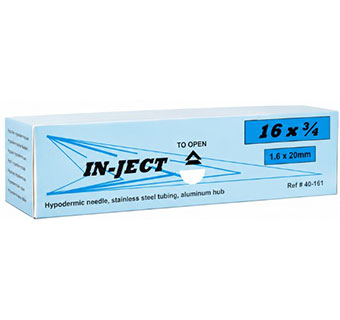 IN-JECT® ALUMINUM HUB HYPODERMIC NEEDLES STERILE 16 G × 3/4 IN 100/PKG