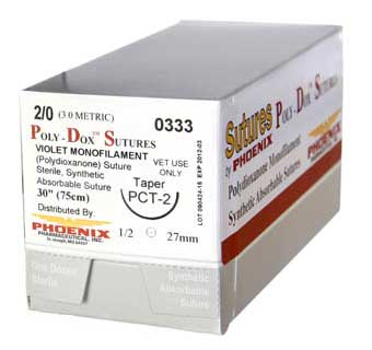 POLY-DOX POLYDIOXANONE SYNTHETIC SUTURE 2/0 PFS-1 30 INCH 12 COUNT