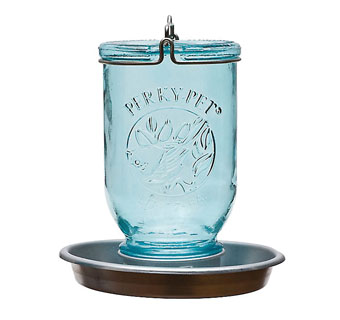 PERKY-PET® MASON JAR WILD BIRD WATERER 32 OZ BLUE GLASS