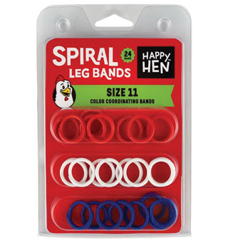 HAPPY HEN™ SPIRAL LEG BANDS SIZE 11 24/PKG