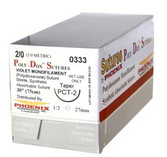 POLY-DOX POLYDIOXANONE SYNTHETIC SUTURE 2/0 PCT-2 30 INCH 12 COUNT
