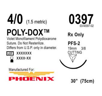 POLY-DOX POLYDIOXANONE SYNTHETIC SUTURE 4/0 PSH 12 COUNT