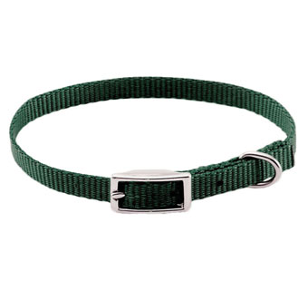 00301 SINGLE-PLY DOG COLLAR NYLON 10 IN X 3/8 IN HUNTER GREEN